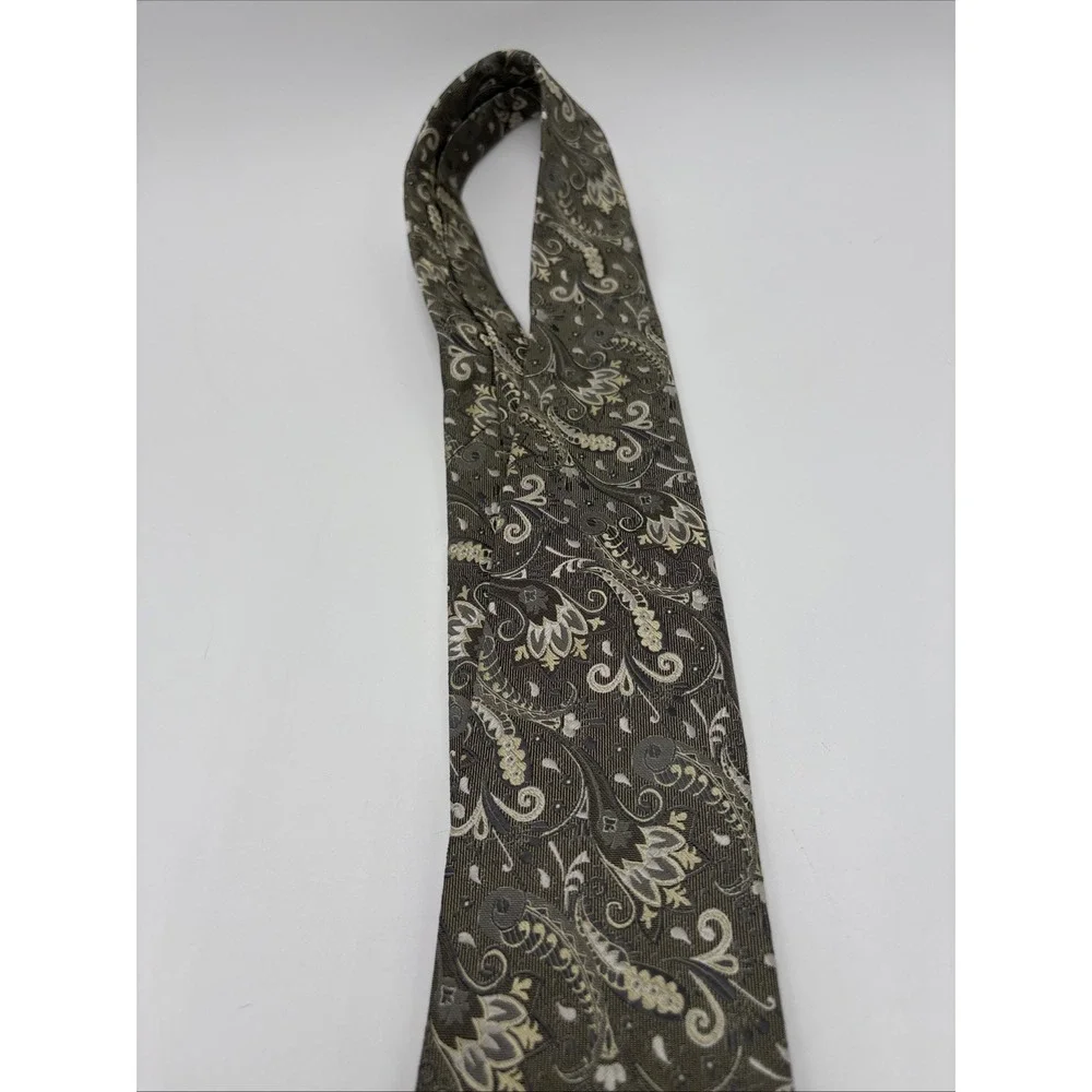 Enrico Venturi Cravatte Made In Italy Tie Light Green‎ Paisley 60